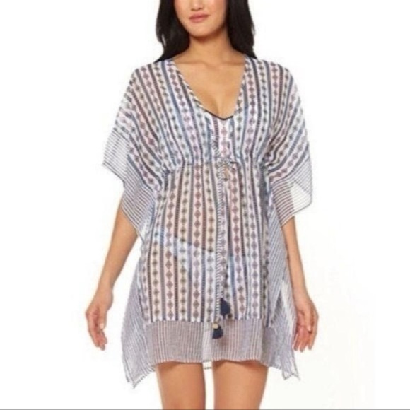 Jessica Simpson Other - Jessica Simpson Moroccan Stripe Printed Caftan Swimsuit Cover-Up Size Small